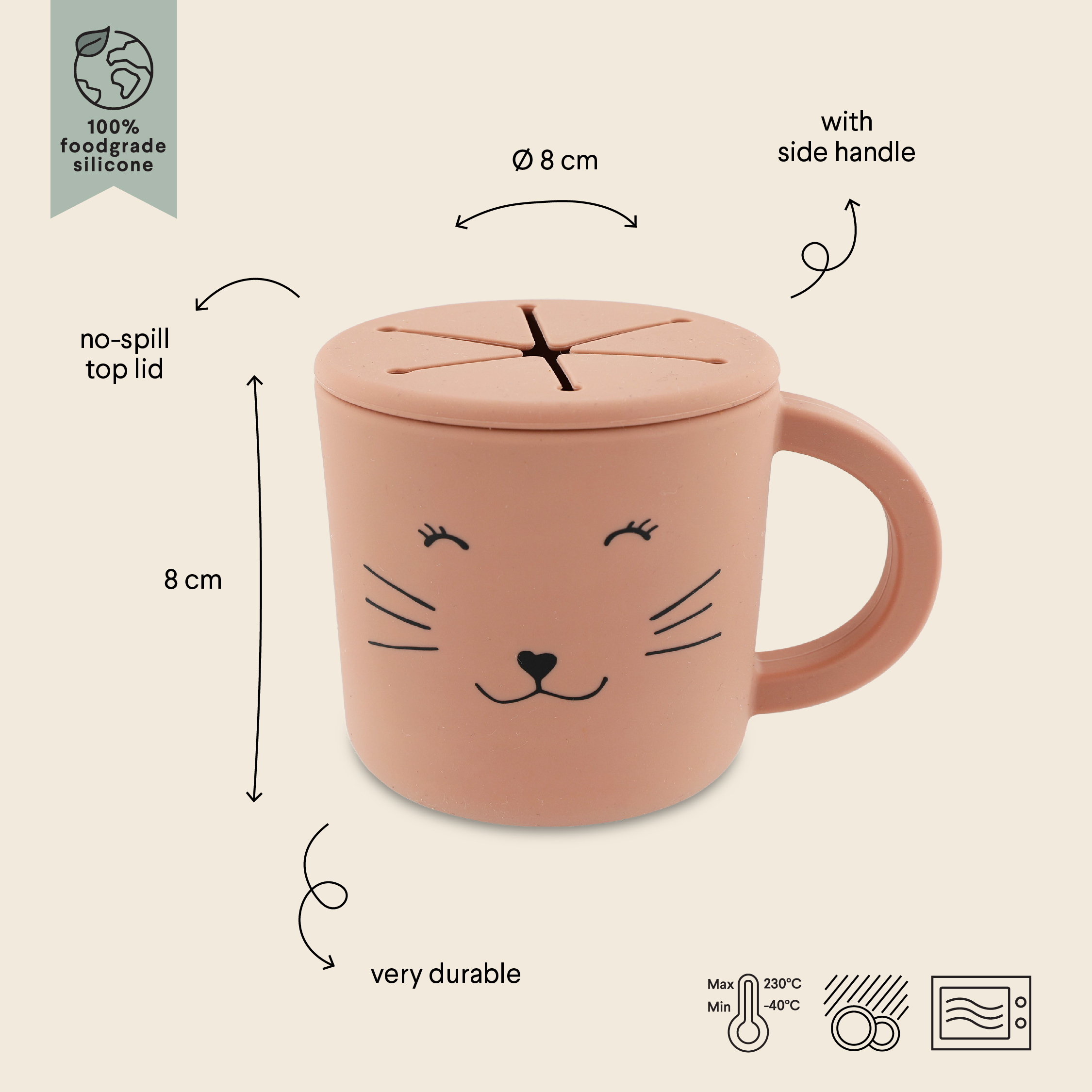 Taza porta snacks de silicona - Mrs. Cat